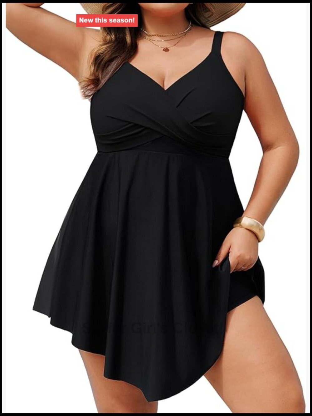 Plus Size One Piece Swim Dress Tummy Control Twist Front Body Shaping Swimwear